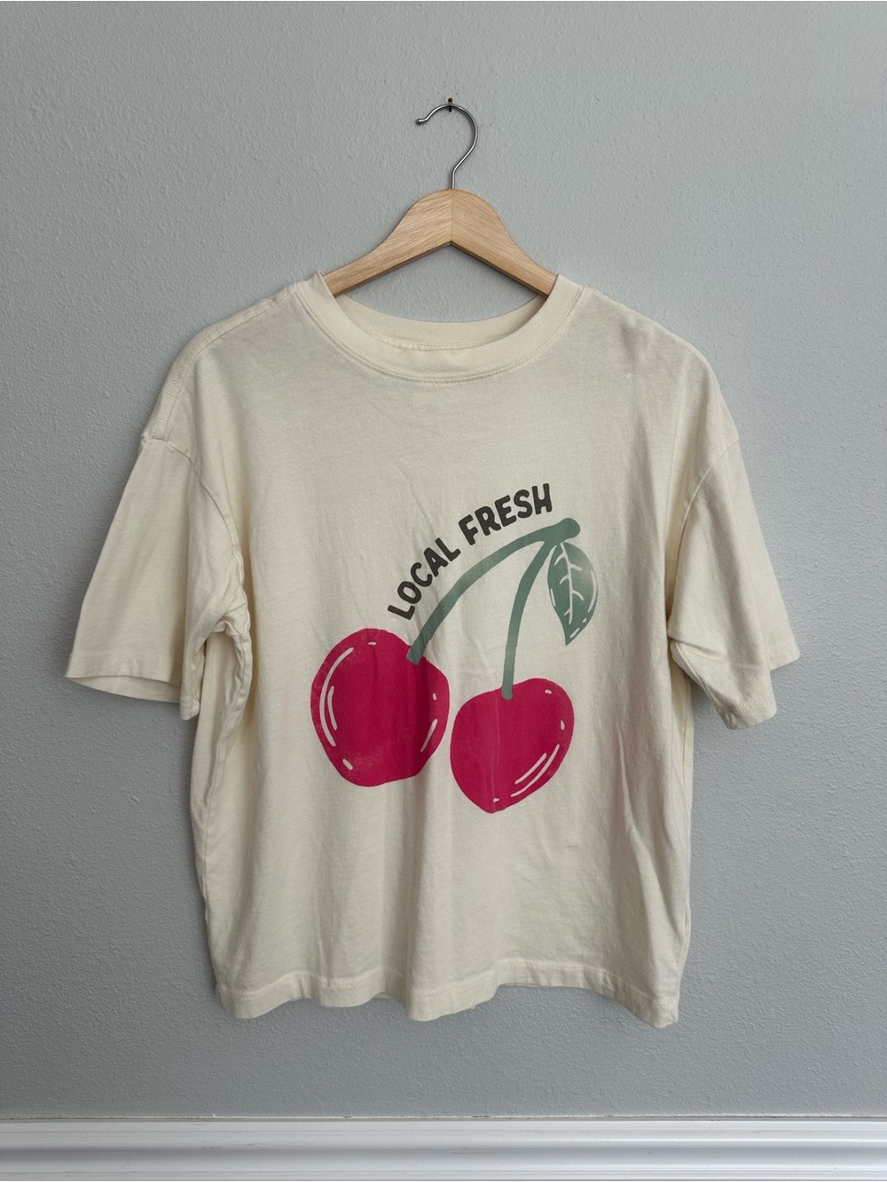 Bohme Women’s Oversized Cream Cherry Graphic Tee - Local Fresh